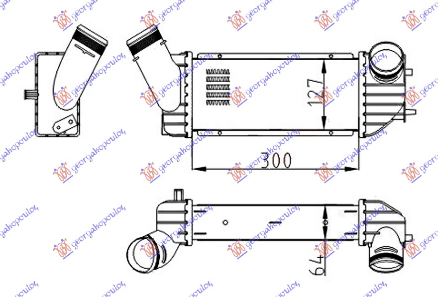 ΨΥΓΕΙΟ INTERCOOLER 2.0 HDi ΠΕΤΡΕΛΑΙΟ (300x125x64)