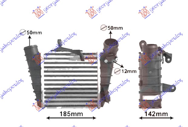 ΨΥΓΕΙΟ INTERCOOLER 1.8 TURBO ΒΕΝΖΙΝΗ - 1.4 -1.9 TDi ΠΕΤΡΕΛΑΙΟ (185x190x65)ΣΦΥΓΚΤΗΡΑ
