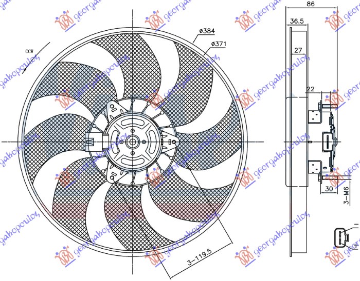 ΒΕΝΤΙΛΑΤΕΡ ΨΥΓΕΙΟΥ 1.4/1.6 TURBO ΒΕΝΖΙΝΗ 1.3-1.7 CDTI ΠΕΤΡΕΛΑΙΟ (ΤΕΤΡΑΓΩΝΗ ΦΙΣΑ) 440W