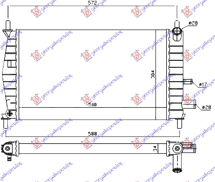 ΨΥΓΕΙΟ NΕΡΟΥ 1.1-1.3CC (500x310) ΠΑΡΟΧΕΣ ΠΛΕΥΡΑ ΣΥΝΟΔΗΓΟΥ