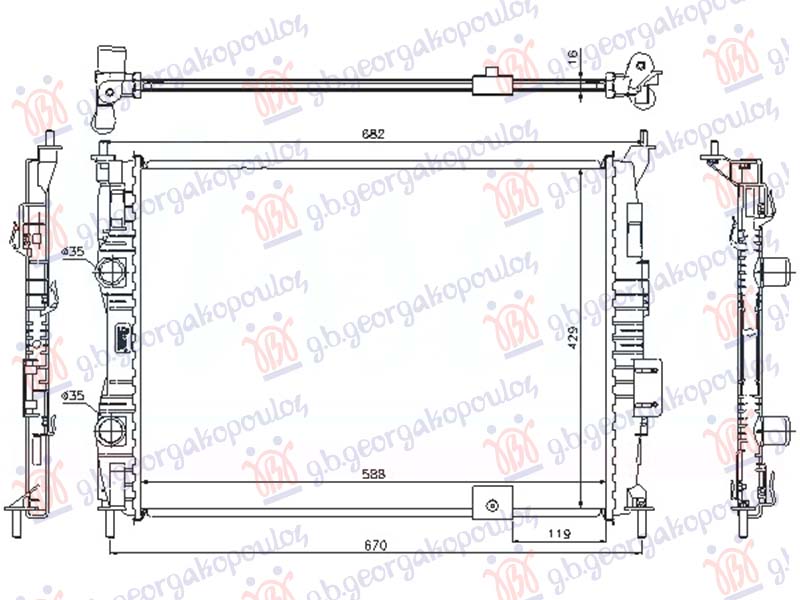 ΨΥΓΕΙΟ 1.6 ΒΕΝΖΙΝΗ (590x430x16) (ΧΩΡΙΣ ΣΩΛΗΝΑΚΙ) (NISSENS)