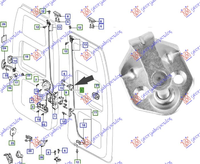 ΚΛΕΙΔΑΡΙΑ ΣΤΑΘΕΡΗ ΠΟΡΤΑΣ ΠΙΣΩ ΔΙΠΛΗΣ ΚΕΝΤΡΟ (ΓΑΝΤΖΟΣ)