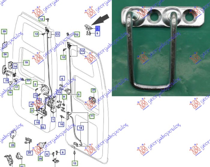 ΚΛΕΙΔΑΡΙΑ ΣΤΑΘΕΡΗ ΠΟΡΤΑΣ ΠΙΣΩ ΔΙΠΛΗΣ ΑΝΩ (ΓΑΝΤΖΟΣ) ΑΡ