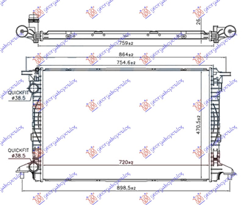 ΨΥΓΕΙΟ 1.4 TFSi ΒΕΝΖΙΝΗ - 2.0 TDi ΠΕΤΡΕΛΑΙΟ (720x480x26) ΠΑΡΟΧΕΣ ΟΔΗΓΟΥ 38/38 (KOYO)