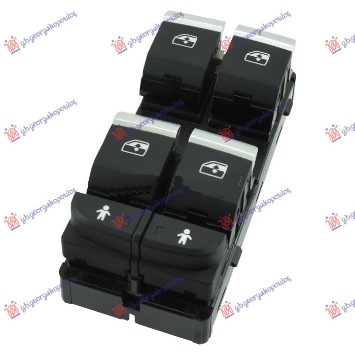 ΔΙΑΚΟΠΤΗΣ ΠΑΡΑΘΥΡΟΥ ΕΜΠΡΟΣ (Τετραπλός) (Χρωμιο/Μαυρο) (ΜΕ ΠΑΙΔΙΚΗ ΑΣΦΑΛΕΙΑ) (10pin) ΑΡ