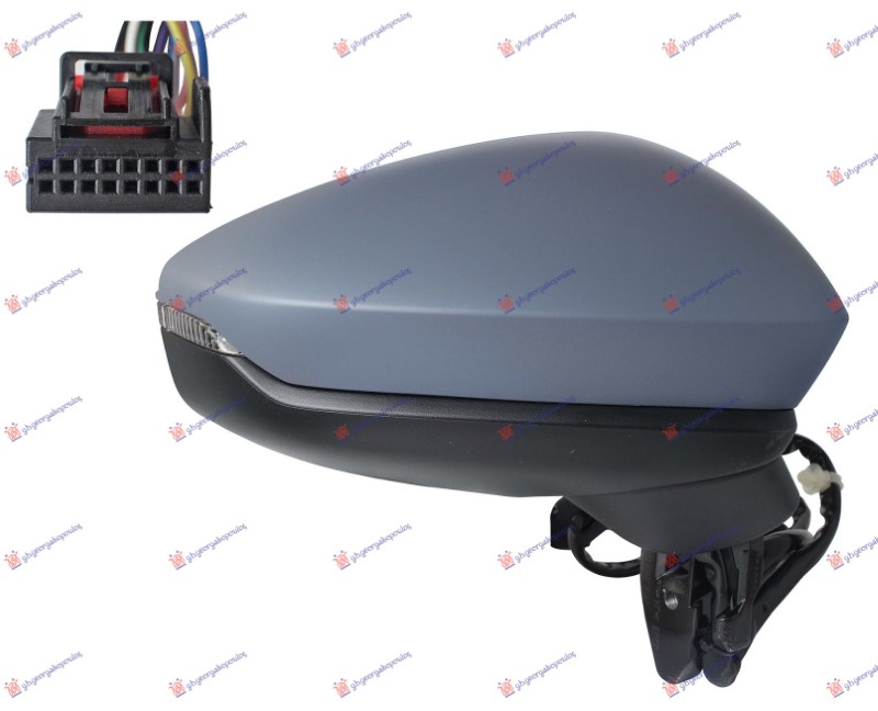 ΚΑΘΡΕΦΤΗΣ ΗΛΕΚΤΡΙΚΟΣ ΘΕΡΜΑΙΝΟΜΕΝΟΣ ΗΛΕΚΤΡΙΚΑ ΑΝΑΚΛΙΝΟΜΕΝΟΣ ΒΑΦΟΜΕΝΟΣ ΜΕ ΜΝΗΜΗ & ΦΛΑΣ LED (14PΙΝ) (Α ΠΟΙΟΤΗΤΑ) (CONVEX GLASS) ΔΕΞ