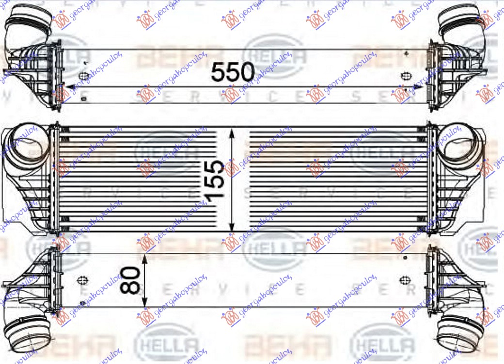 ΨΥΓΕΙΟ INTERCOOLER 3.0 ΠΕΤΡΕΛΑΙΟ (550x155x80) (MAHLE BEHR PREMIUM LINE)