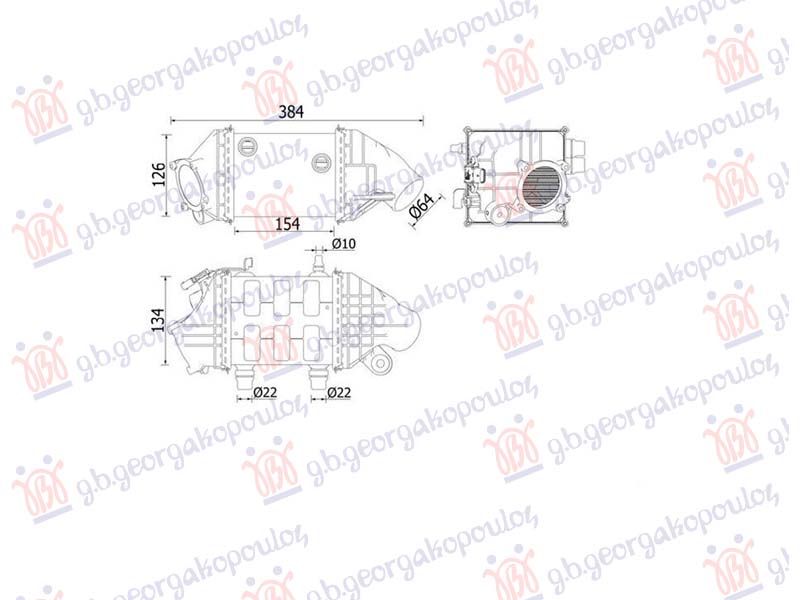 ΨΥΓΕΙΟ INTERCOOLER 4.4 BENZINH (154x126) (MAHLE BEHR PREMIUM LINE)