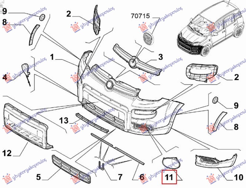 ΠΛΑΙΣΙΟ ΠΡΟΒΟΛΕΑ ΕΜΠΡΟΣ (4X4/TREKKING) (Γ) ΔΕΞ