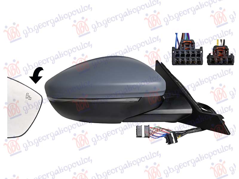 ΚΑΘΡΕΦΤΗΣ ΗΛΕΚΤΡΙΚΟΣ ΘΕΡΜ. ΗΛ. ΑΝΑΚΛΙΣΗ ΒΑΦΟΜ. (ΜΕ ΦΛΑΣ & ΦΩΣ ΑΣΦΑ. & ΑΙΣΘ. & BLIS) (10H10P + 4H4P) (Α ΠΟΙΟΤΗΤΑ) (CONVEX) ΔΕΞ