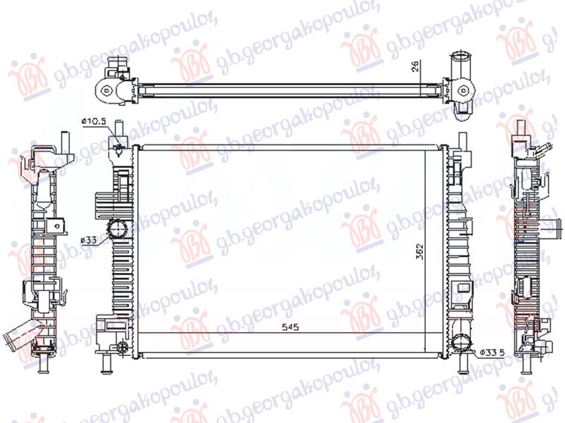 ΨΥΓΕΙΟ 1.6 TDCi ΠΕΤΡΕΛΑΙΟ ΜΗΧΑΝΙΚΟ (545x360x26) (KOYO)