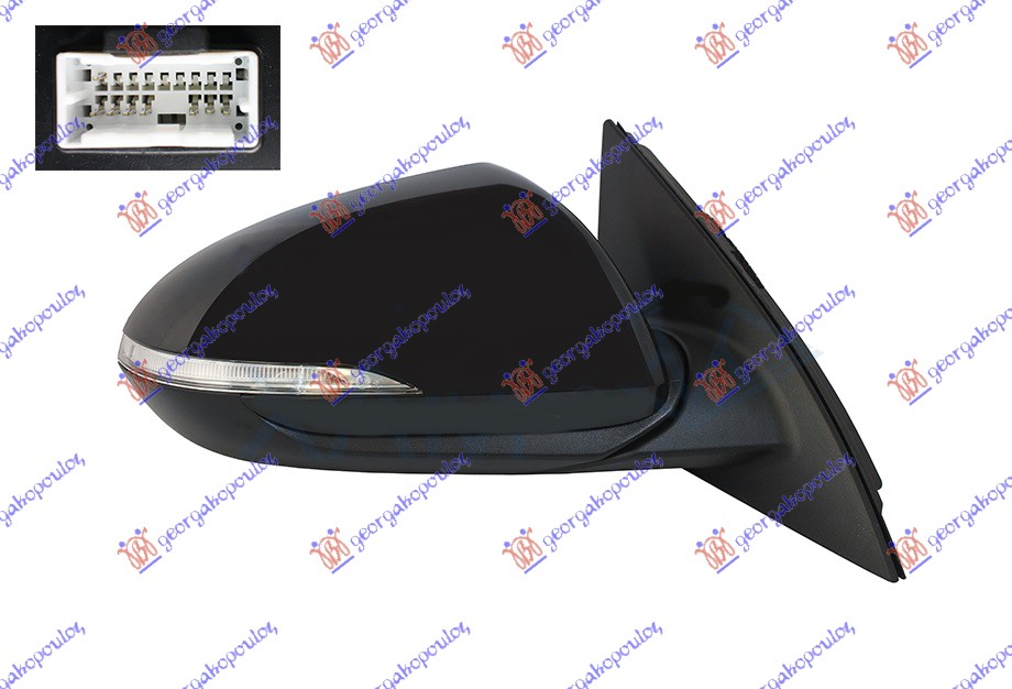 ΚΑΘΡΕΦΤΗΣ ΗΛΕΚΤΡΙΚΟΣ ΘΕΡΜΑΙΝΟΜΕΝΟΣ ΗΛΕΚΤΡΙΚΑ ΑΝΑΚΛΙΝΟΜΕΝΟΣ ΒΑΦΟΜΕΝΟΣ (ΜΕ ΦΛΑΣ) (8 PIN) (Α ΠΟΙΟΤΗΤΑ) (CONVEX GLASS) ΔΕΞ