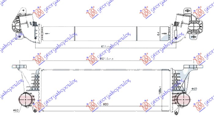 ΨΥΓΕΙΟ INTERCOOLER 2.3-3.0 ΠΕΤΡΕΛΑΙΟ (600x190x65)