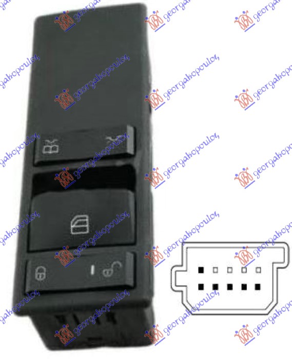 ΔΙΑΚΟΠΤΗΣ ΠΑΡΑΘΥΡΟΥ ΚΕΝΤΡΙΚΟ ΚΛΕΙΔΩΜΑ (ΜΕ ΦΩΤΙΣΜΟ ΚΑΜΠΙΝΑΣ) (6pin) ΔΕΞ