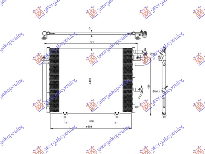 ΨΥΓΕΙΟ A/C ΒΕΝΖΙΝΗ-ΠΕΤΡΕΛΑΙΟ (608x485x16)