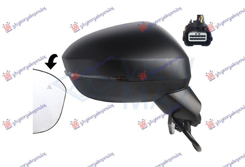 ΚΑΘΡΕΦΤΗΣ ΗΛΕΚΤΡΙΚΟΣ ΘΕΡΜΑΙΝΟΜΕΝΟΣ ΗΛΕΚΤΡΙΚΑ ΑΝΑΚΛΙΝΟΜΕΝΟΣ ΒΑΦΟΜΕΝΟΣ (ΜΕ ΦΛΑΣ) (9 PIN) (Α ΠΟΙΟΤΗΤΑ) (CONVEX GLASS) ΔΕΞ