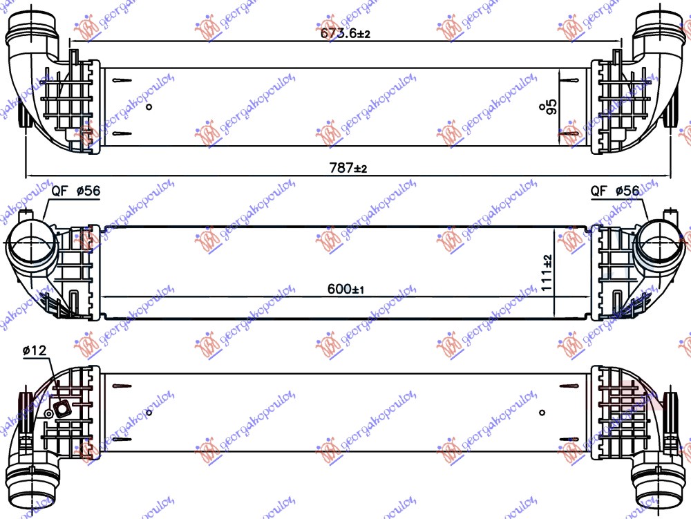 ΨΥΓΕΙΟ INTERCOOLER 1.4 SιDι TURBO ΒΕΝΖΙΝΗ (600x111x95)