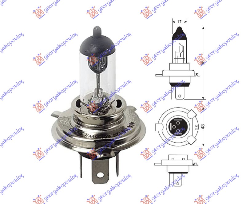 ΛΑΜΠΑ H4 70W 24V ΔΕΞ