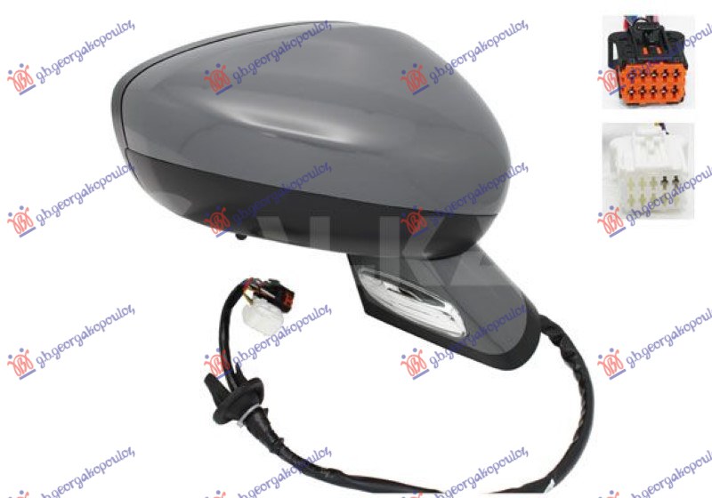 ΚΑΘΡΕΦΤΗΣ ΗΛΕΚΤΡΙΚΟΣ ΘΕΡΜΑΙΝΟΜΕΝΟΣ ΗΛΕΚΤΡΙΚΑ ΑΝΑΚΛΙΝΟΜΕΝΟΣ ΒΑΦΟΜΕΝΟΣ (ΜΕ ΦΛΑΣ & ΦΩΣ ΑΣΦΑΛΕΙΑΣ) (CONVEX GLASS) ΔΕΞ