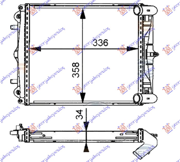 ΨΥΓΕΙΟ 2.5-2.7-3.2 +/- A/C (336x358x34) (NRF) ΔΕΞ