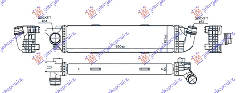 ΨΥΓΕΙΟ INTERCOOLER 1.6 D ΠΕΤΡΕΛΑΙΟ (650x161x64)