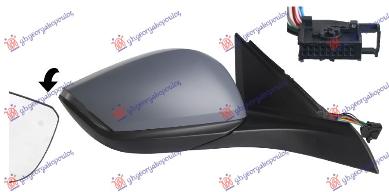 ΚΑΘΡΕΦΤΗΣ ΗΛΕΚΤ. ΘΕΡΜ. ΗΛ.ΑΝΑΚΛ. ΒΑΦΟΜ. (ΜΕ ΦΛΑΣ LED & ΦΩΣ ΑΣΦ. & BLIS & ΑΙΣΘ.) (18H12P) (Α ΠΟΙΟΤΗΤΑ) (CONVEX GLASS) ΔΕΞ