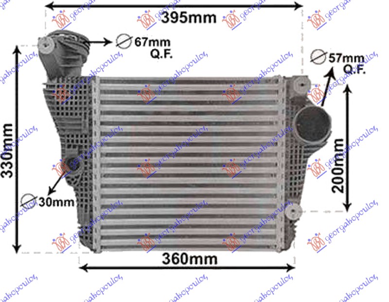 ΨΥΓΕΙΟ INTERCOOLER 3.0 GTS-3.0-3.6 I TURBO ΒΕΝΖΙΝΗ (285x279x62) ΑΡ