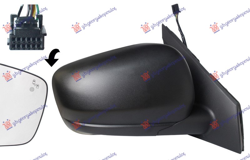 ΚΑΘΡΕΦΤΗΣ ΗΛΕΚΤΡΙΚΟΣ ΘΕΡΜΑΙΝΟΜΕΝΟΣ ΜΕ BLIS (ΜΕ ΑΙΣΘΗΤΗΡΑ) (9 PIN) (CONVEX GLASS) (Α ΠΟΙΟΤΗΤΑ) ΔΕΞ