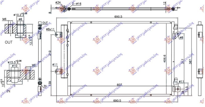 ΨΥΓΕΙΟ A/C 1.6 DDiS ΠΕΤΡΕΛAΙΟ (607x407x12) ΜΕ START/STOP (KOYO)