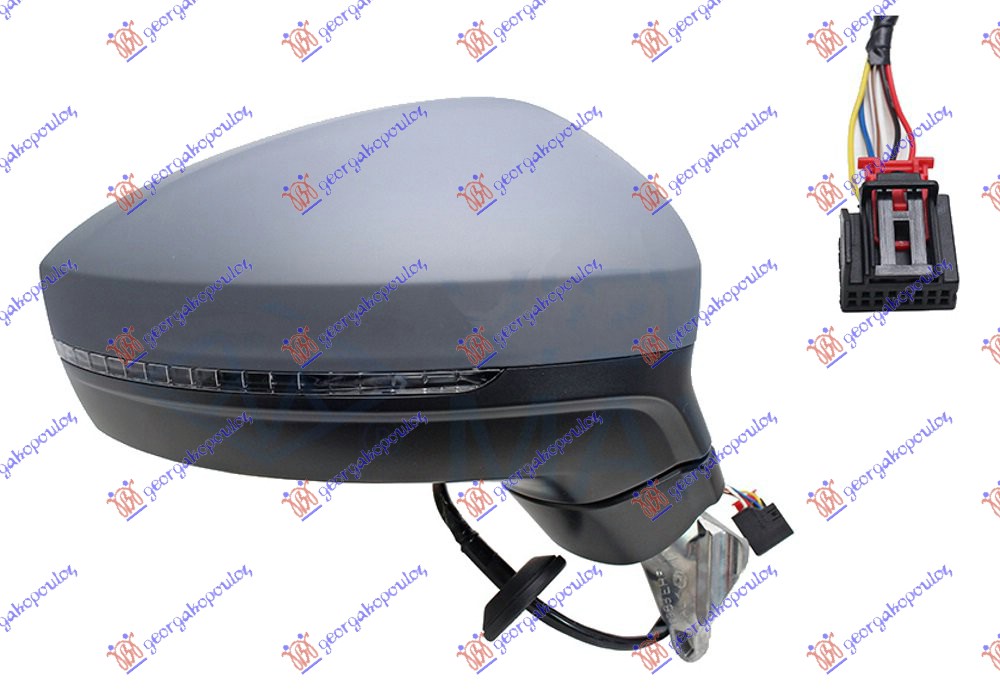 ΚΑΘΡΕΦΤΗΣ ΗΛΕΚΤΡΙΚΟΣ ΘΕΡΜΑΙΝΟΜΕΝΟΣ ΒΑΦΟΜΕΝΟΣ (ΜΕ ΦΛΑΣ) 6 PIN (Α ΠΟΙΟΤΗΤΑ) (CONVEX GLASS) ΔΕΞ