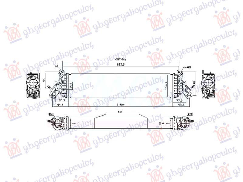 ΨΥΓΕΙΟ INTERCOOLER 2.5 (615x127x62)
