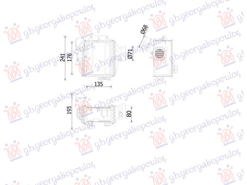 ΨΥΓΕΙΟ INTERCOOLER 2.0 ΠΕΤΡΕΛΑΙΟ (135x176x80)