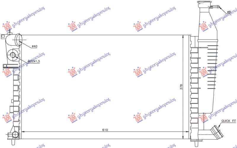 ΨΥΓEIO 1.4-1.6-1.8 +/-AC (610x377x23) ΜΕ ΑΣΦΑΛΕΙΑ ΣΤΟ ΚΟΛΑΡΟ (MARELLI)