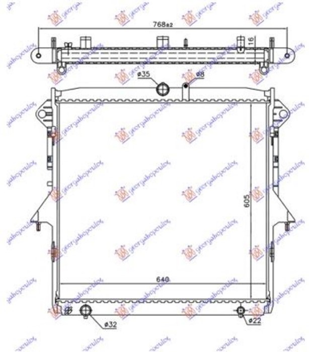 ΨΥΓΕΙΟ 2.2-3.2 TDCi ΠΕΤΡΕΛΑΙΟ ΜΗΧΑΝΙΚΟ/ΑΥΤΟΜΑΤΟ (605x640x16) ΜΕ ΣΩΛΗΝΑΚΙ 22mm (NRF)