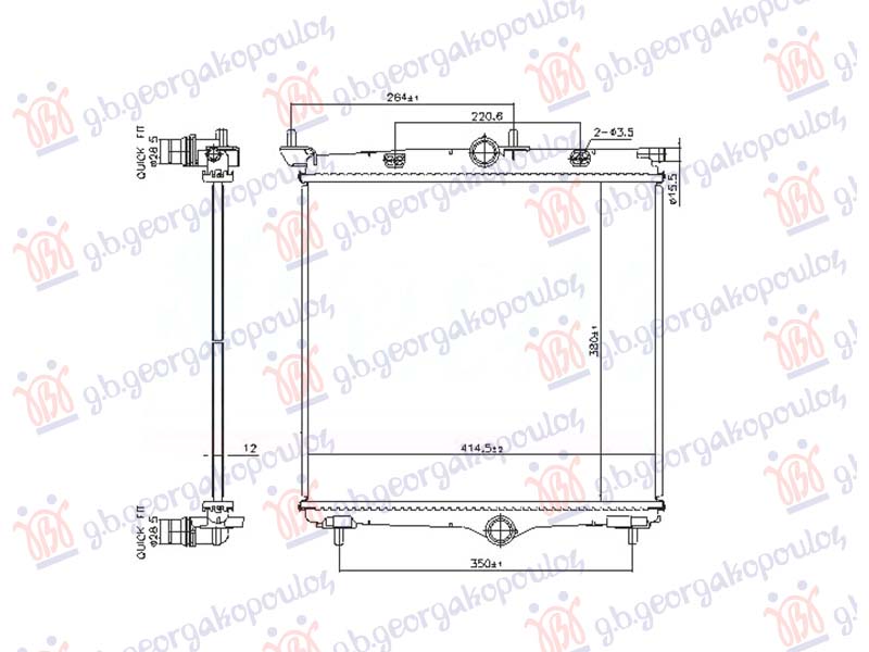 ΨΥΓΕΙΟ ΝΕΡΟΥ 1.2 ΒΕΝΖΙΝΗ - 1.5-1.6 ΠΕΤΡΕΛΑΙΟ MHXANIKO-AYTOMATO (380x414x12) (NISSENS)