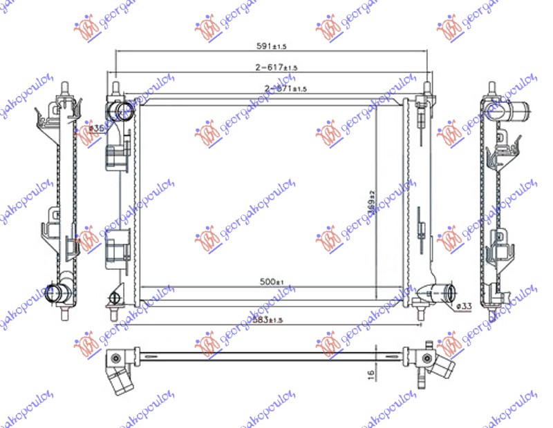 ΨΥΓΕΙΟ 1.2-1.4i ΜΗΧΑΝΙΚΟ ΒΕΝΖΙΝΗ (500x380x16) (VALEO)
