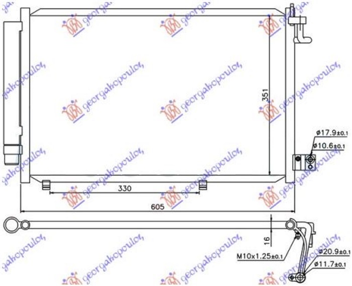 ΨΥΓΕΙΟ A/C ΒΕΝΖΙΝΗ -1.4TDCi (530x350x16) (NISSENS)