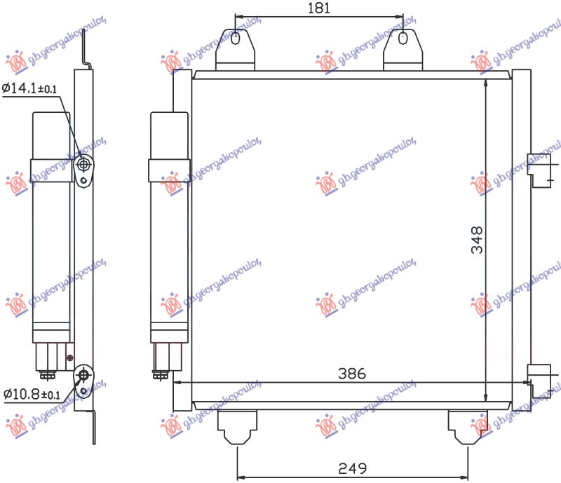 ΨΥΓΕΙΟ A/C 1.0 ΒΕΝΖΙΝΗ - 1.4 HDi ΠΕΤΡΕΛΑΙΟ (350x330x16) (KOYO)