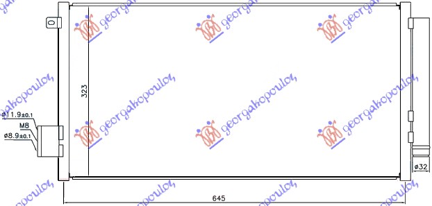 ΨΥΓΕΙΟ A/C 0.9 TURBO ΒΕΝΖΙΝΗ - 1.3-1.6 MJTD ΠΕΤΡΕΛΑΙΟ (625x315x16) (MARELLI)